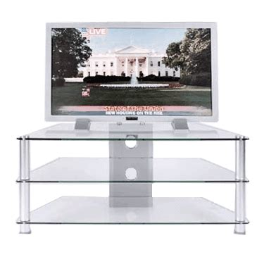 RTA Clear or Black Glass 3-Shelf TV Stand for 24-46 inch Screens TVM-020