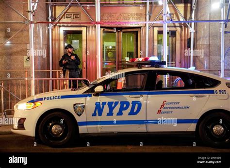 Police Guard The Entrance To The Manhattan District Attorneys Offices