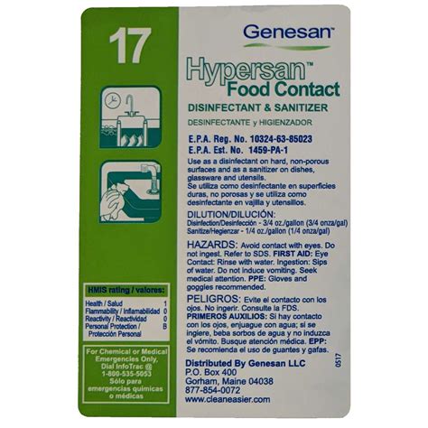 Genesan™ Hypersan Disinfectant Secondary Label 4 State Maintenance