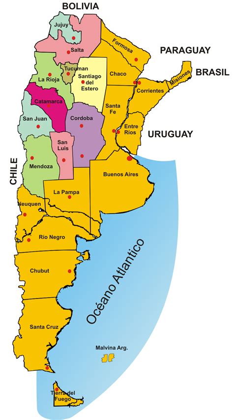 Mapa De Argentina Con Provincias Y Capitales