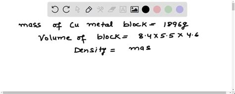 SOLVED A Rectangular Block Of Copper Metal Weighs 1896 G The