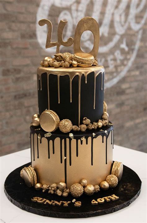 Black And Gold Birthday Cake 40th Birthday Cakes For Men Modern