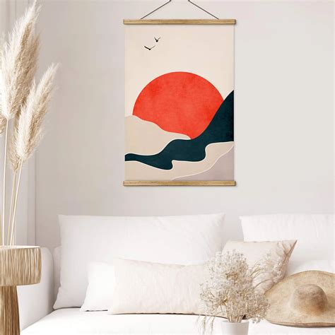 Affiche Textile Kubistika Sunset With Birds Wall Art Fr