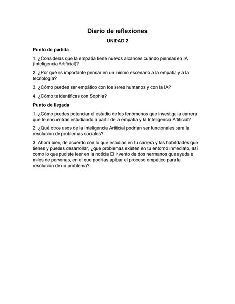 Diario De Reflexiones U Diario De Reflexiones Unidad Punto De