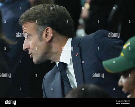 President Emmanuel Macron During The World Cup 2023 Quarter Final