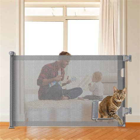 GROWNSY Retractable Baby Gates with Cat Door