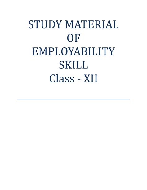 Emp Xii Nothing Study Material Of Employability Skill Class Xii