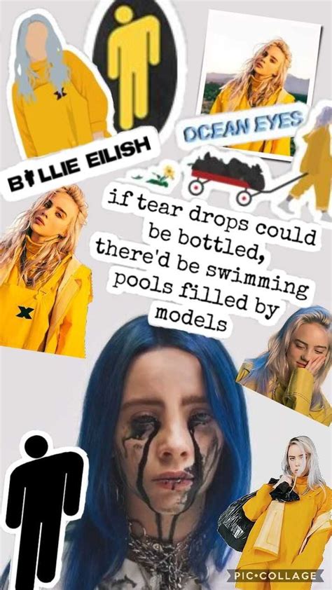 Yellow Aesthetic Billie Eilish Collage Art Wallpaper Backgrounds Swimming Ocean Fan Art