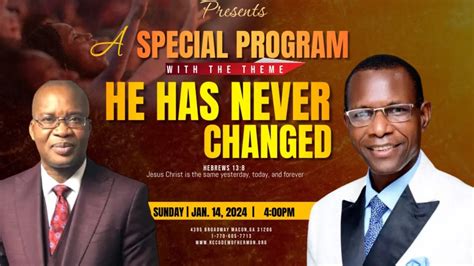 Jan Special Prayer Service He Has Never Changed Pastor