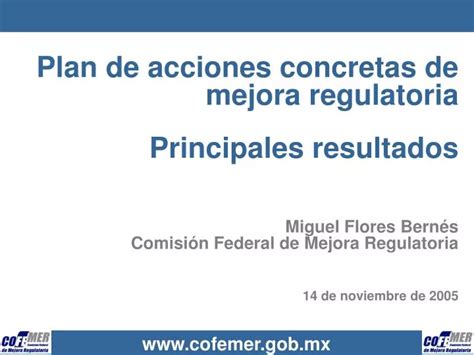 Ppt Plan De Acciones Concretas De Mejora Regulatoria Principales