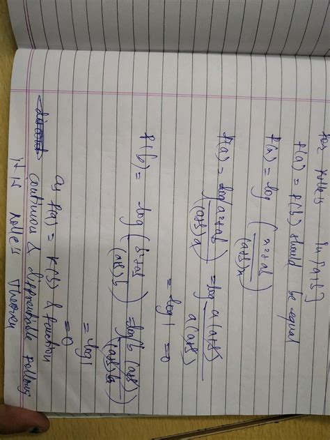 Verify Rolle S Theorem The Log In A A Marks A B