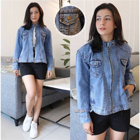 Jual MC Girl Jaket Jeans Kerah Shang Hai Resleting Wanita Jacket