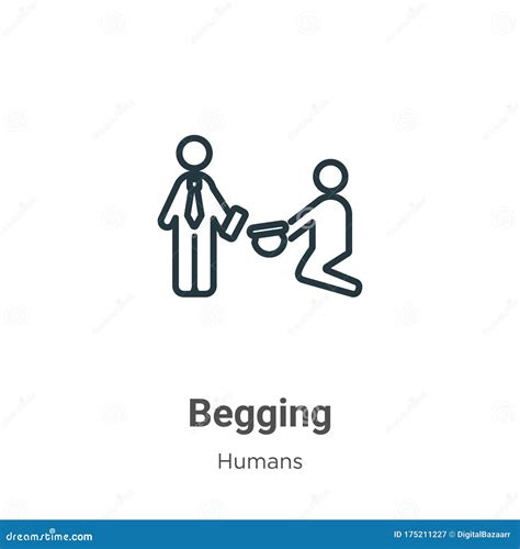 Begging Outline Vector Icon Thin Line Black Begging Icon Flat Vector