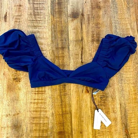 Weworewhat Swim Weworewhat Blue Bikini Swim Top Off Shoulder