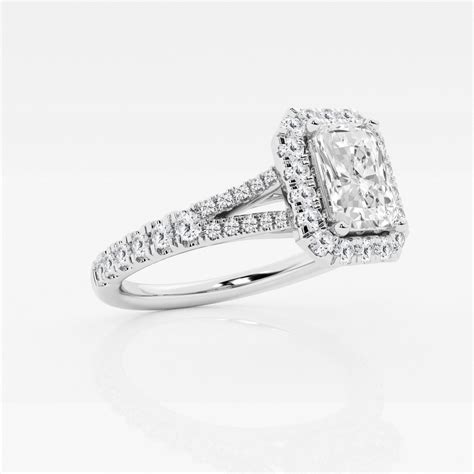 1 1 2 Ctw Radiant Lab Grown Diamond Split Shank Halo Engagement Ring