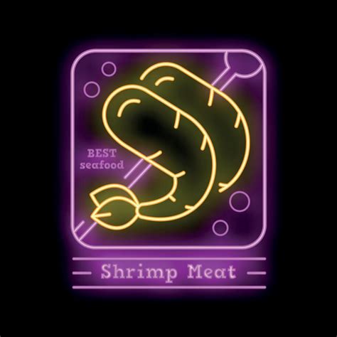 Neon Sign Advertising Best Seafood Shrimp Meat 50488663 Vector Art At