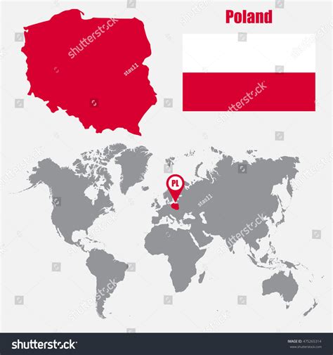 Poland Map On World Map Flag Stock Vector (Royalty Free) 475265314 ...