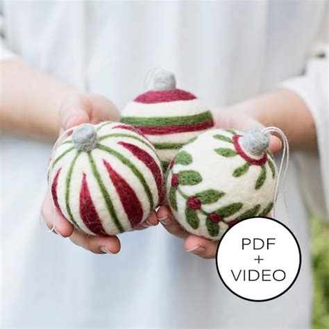 Christmas Ornaments Needle Felting Tutorial PDF Pattern Etsy UK