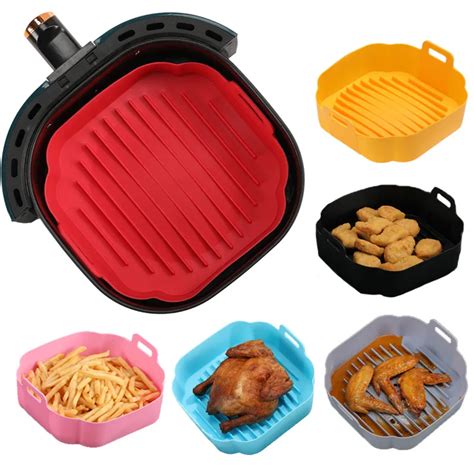 Air Fryer Silicone Pot 20cm Square Silicone Mat Airfryer Oven Baking