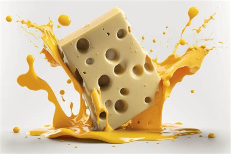 A Delicious Melting Cheese Splash In A Realistic Style Hot Cheese Or