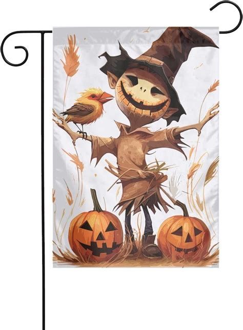 Garden Flag Happy Scarecrow Fall Flag Welcome House Outer Design