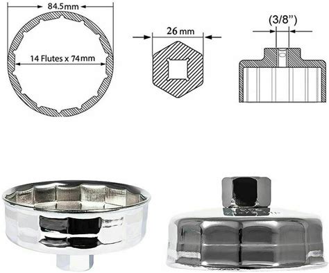 Mm X Flute Oil Filter Cup Cap Wrench Socket Remover Tool For Bmw