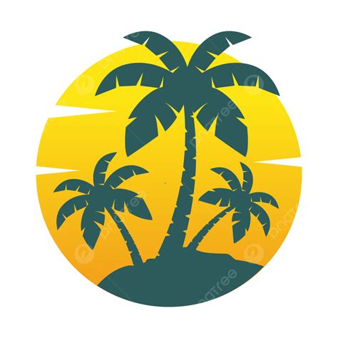 Tropical Paradise Palm Trees With Sun Logo Palm Tree Art Palm Tree