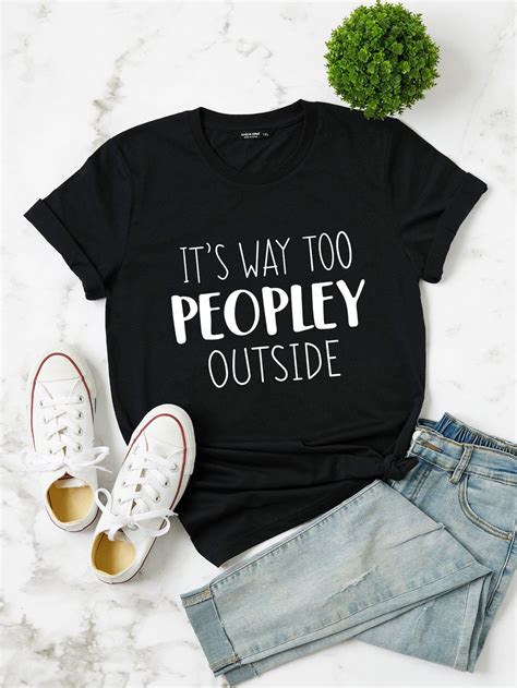 Plus Slogan Graphic Short Sleeve Tee Printed Tees T Shirts For Women