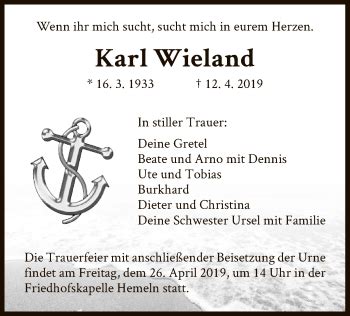 Traueranzeigen Von Karl Wieland Trauer HNA De