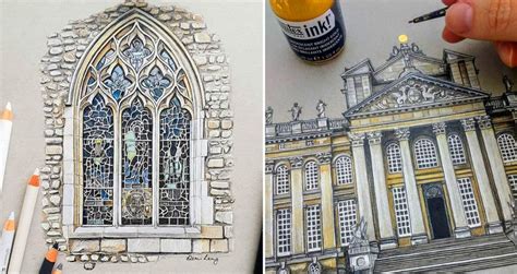 Self Taught Artist Demi Lang Creates Detailed Drawings Of Buildings