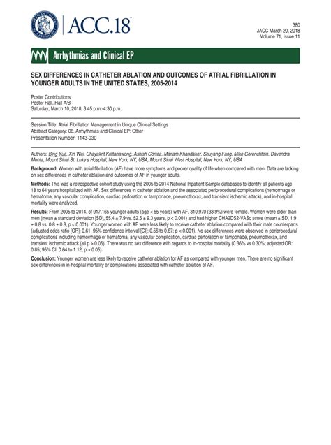 Pdf Sex Differences In Catheter Ablation And Outcomes Of Atrial