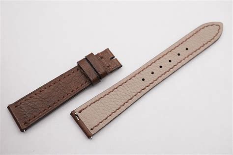 19mm 16mm Dark Brown Ostrich Belly Skin Leather Watch Strap For Cartier