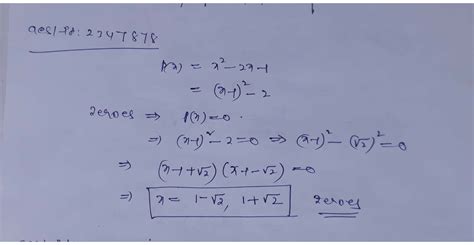 Find the zeroes of the polynomial x² 2x 1