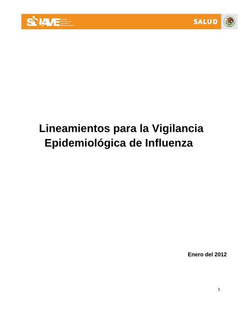 Pdf Lineamientos Para La Vigilancia Epidemiol Gica De Influenza