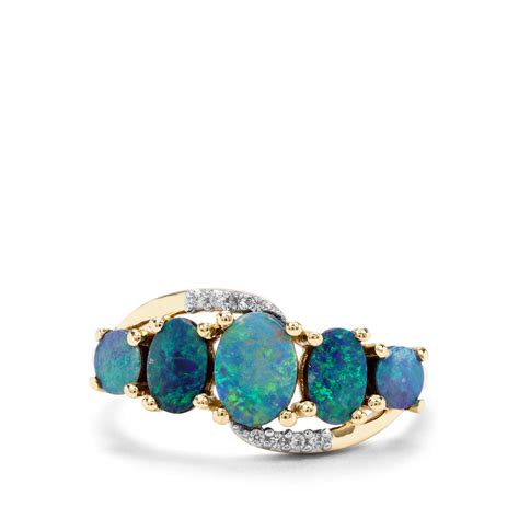 Crystal Opal On Ironstone White Zircon 9K Gold Ring Gemporia