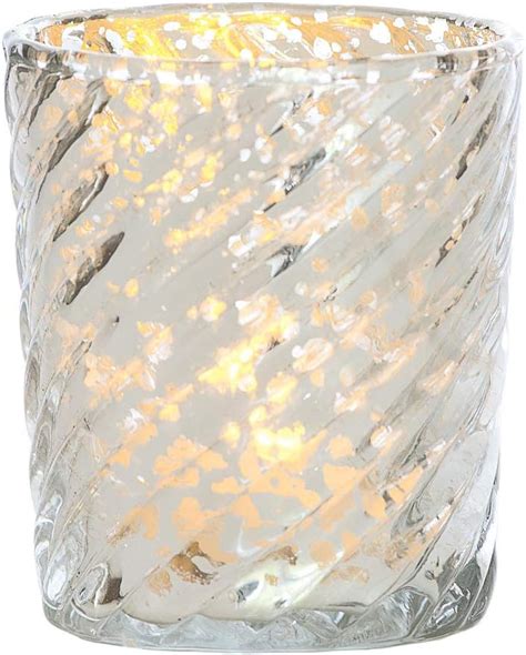 Luna Bazaar Vintage Mercury Glass Candle Holder 3 Inch