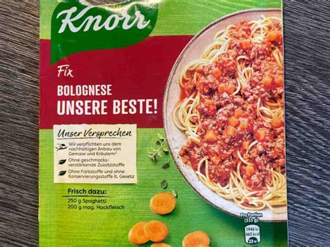 Knorr Knorr Fix Bolognese Unsere Beste Trockenprodukt Kalorien