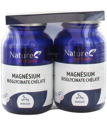 Nature Attitude Magnésium Bisglycinate Chélaté Lot de 2 x 60 Gélules