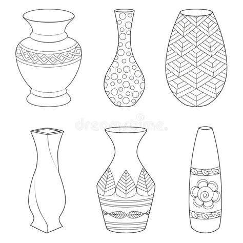 Outline Vases And Amphora Set Vector Linear Vase Pottery Ancient Pot