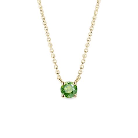 Green Diamond Necklace in Yellow Gold | KLENOTA