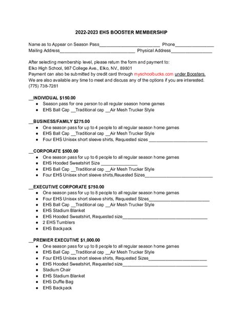 Fillable Online Ephs Tiger Booster Club Registration Form 2022 23 Fax