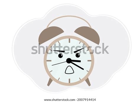 Vector Illustration Brown Alarm Clock Emotion Stock Vector (Royalty ...