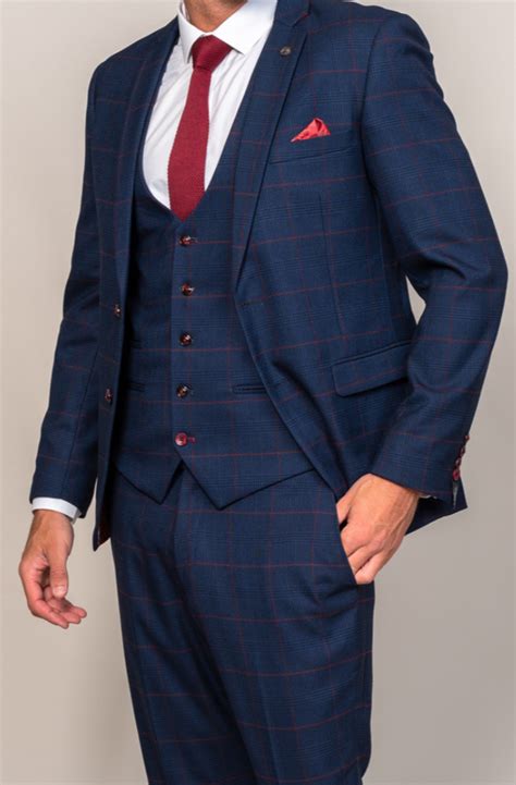 Marc Darcy Edinson Navy Wine Check Blazer Drkruger