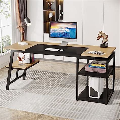 Tribesigns 63” Executive Desk with Storage Shelves, Large Office ...