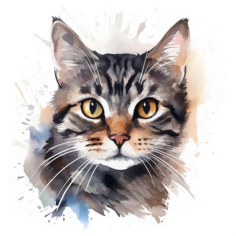 Premium Vector Enchanting White Background Cat Watercolor Pose