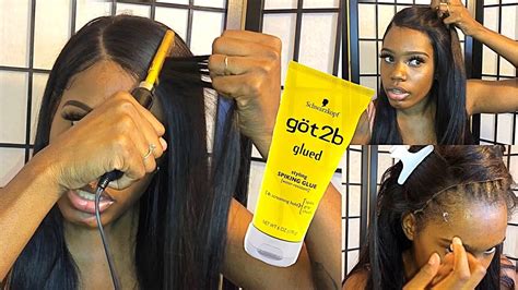 Diy How To Lay A Lace Frontal Wig With Got2b Glued Gel Youtube