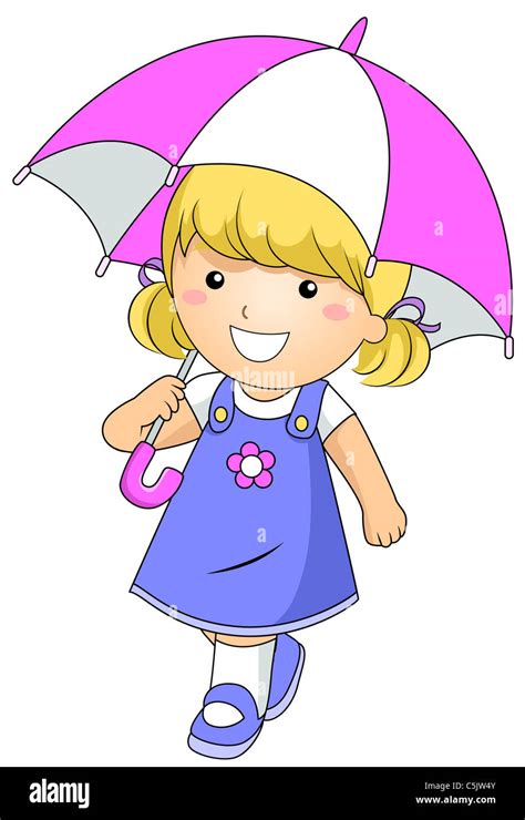 A Young Girl Using An Umbrella For Protection Stock Photo Alamy