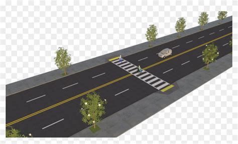 This Rendering Shows A Four-lane Road With A Midblock, HD Png Download ...