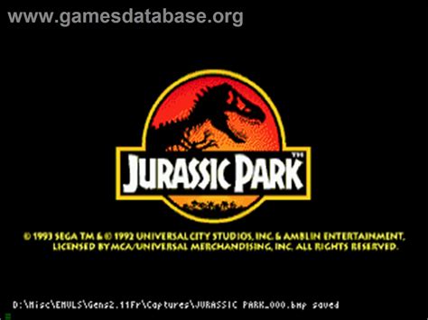 Jurassic Park Sega Cd Artwork Title Screen