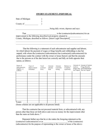 18 Sworn Statement Form Free To Edit Download And Print Cocodoc